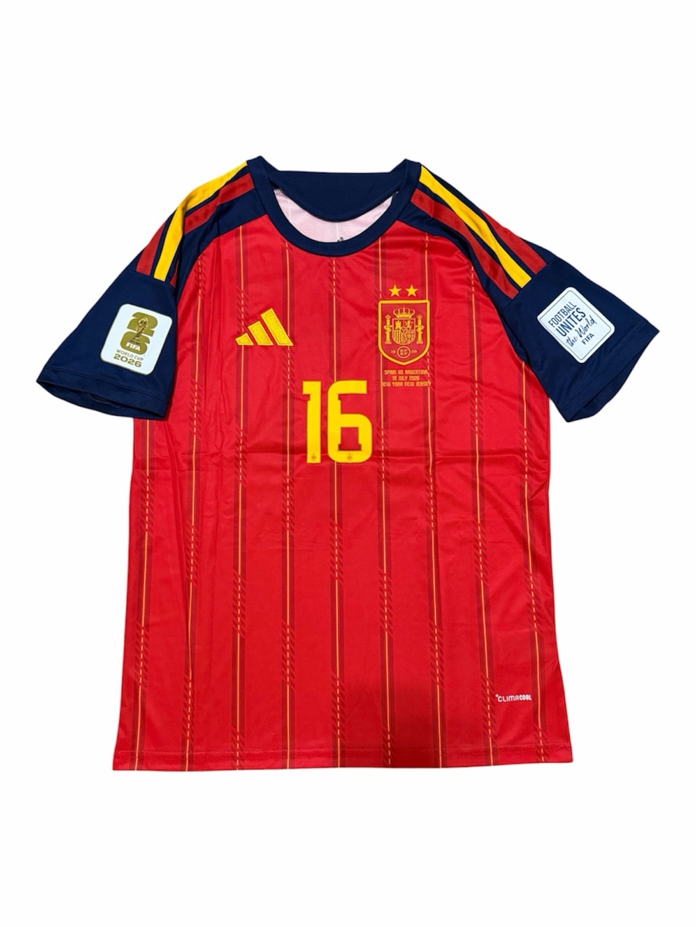 2026 world cup Spain final home kit with final patch. Rodri soccer footbal jerse